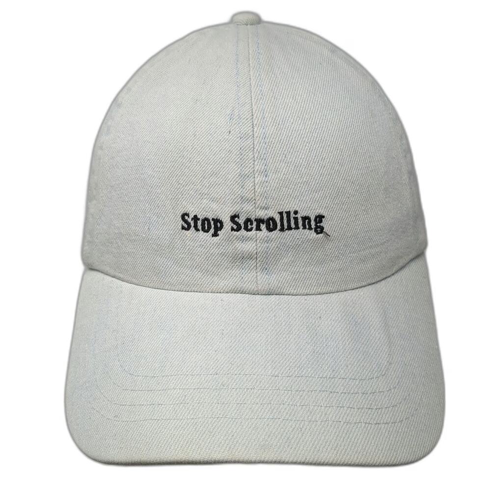 rubi Baseball Cap Blue One Size Stop Scrolling Embroidered Denim Adjustable Hat